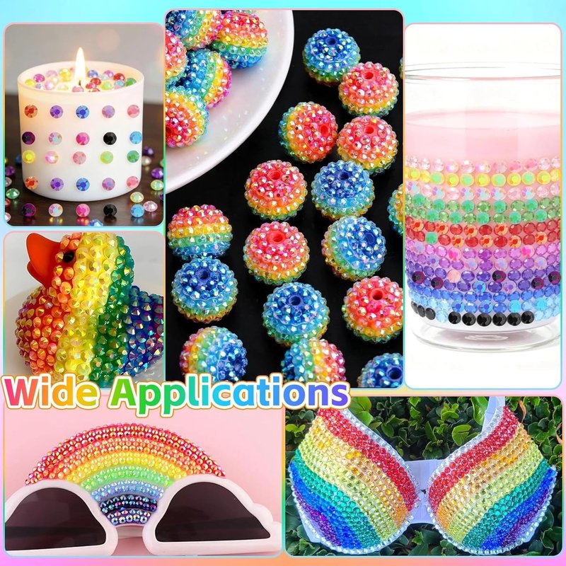 Skiennix 16000 Pcs Color Rhinestones - 3mm Mixed Sizes Flatback Resin Gems for DIY Crafts & Makeup