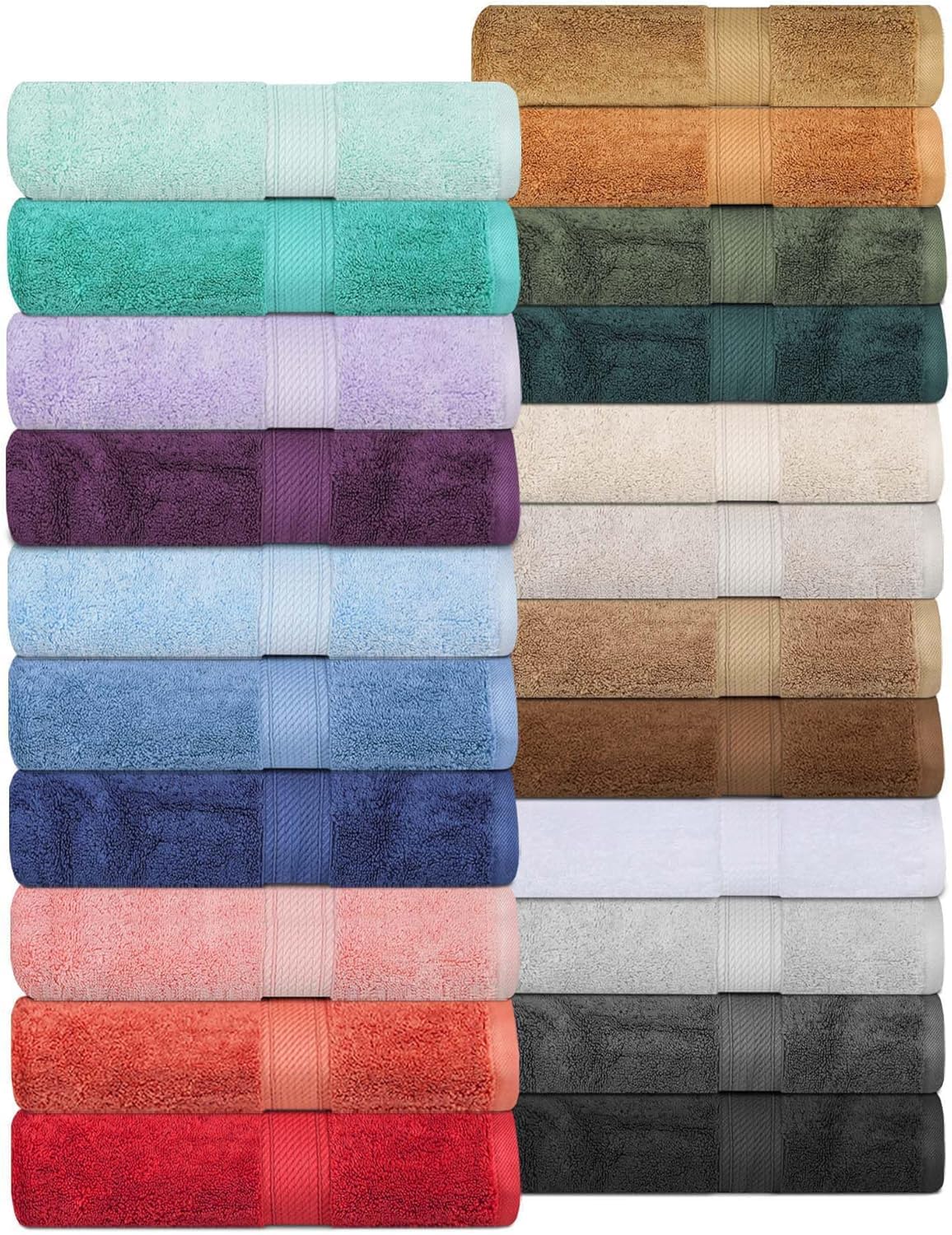 SUPERIOR Egyptian Cotton Pile 6 Piece Towel Set, Includes 2 Bath, 2 Hand, 2 Face Towels/Washcloths, Ultra Soft Luxury Towels, Thick Plush Essentials, Guest Bath, Spa, Hotel Bathroom, Chocolate