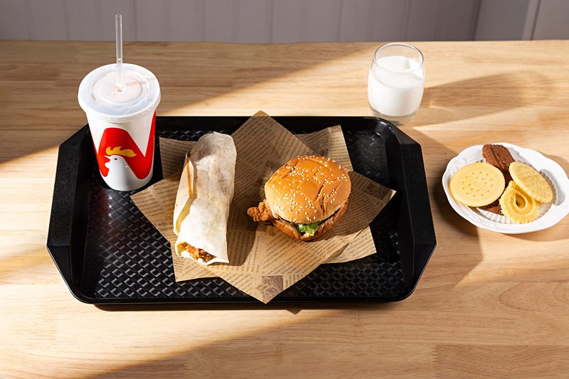 Eslite Plastic Fast Food Serving Tray,16.95 by 11.82-Inch,Set of 12 (Black)