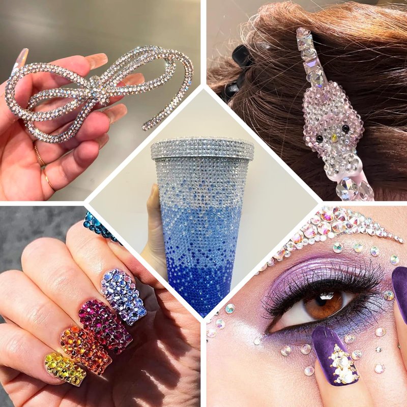 50000Pcs Bedazzling Kit with Resin Jelly Rhinestones, 3mm Flatback Crystal Gems, Tweezers and 3Pcs B7000 Glue for DIY Crafting, Clothes, Shoes, Nail Art, Book Decor