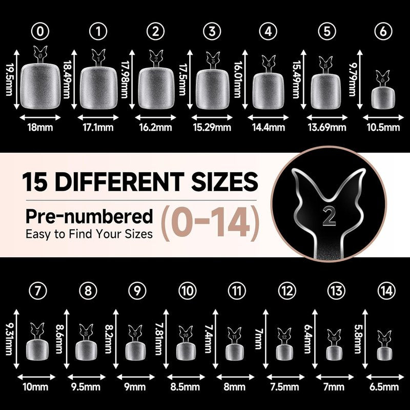 UNA GELLA Toe Nail Tips - 312 Pcs Full Cover Press-On Fake Nails | Soft Gel, Double Matte, 15 Sizes for DIY Nail Art