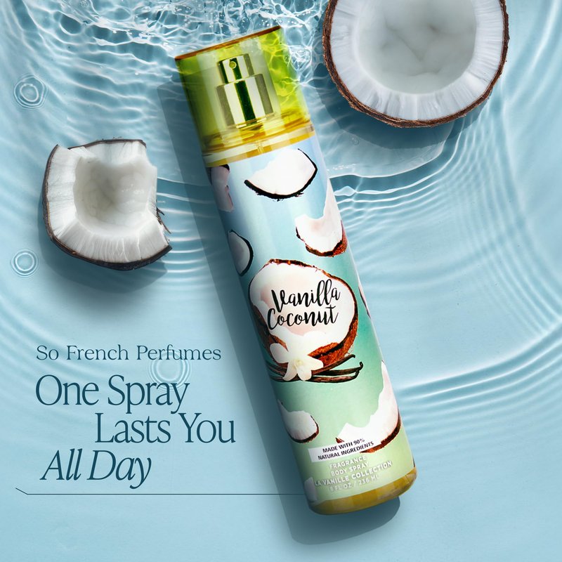 So French Body Mist for Women β Long-Lasting Body Spray β Refreshing Scented Perfume Fragrance β 8 Fl Oz (Vanilla Marshmallow)