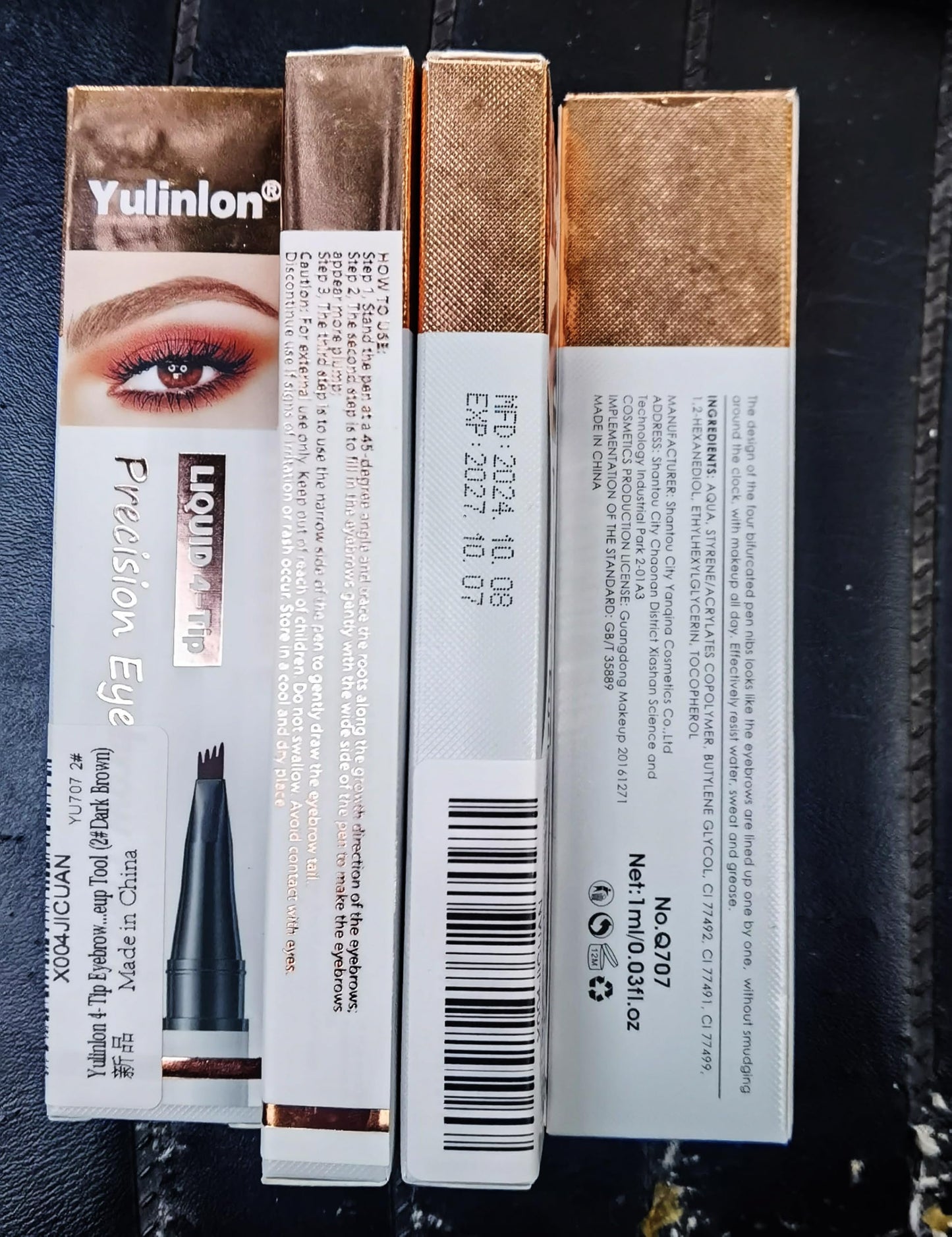Yulinlon 4-Tip Eyebrow Pen, 6 Colors Waterproof Long-Lasting Brow Pencil, Professional Makeup Tool (2#Dark Brown)