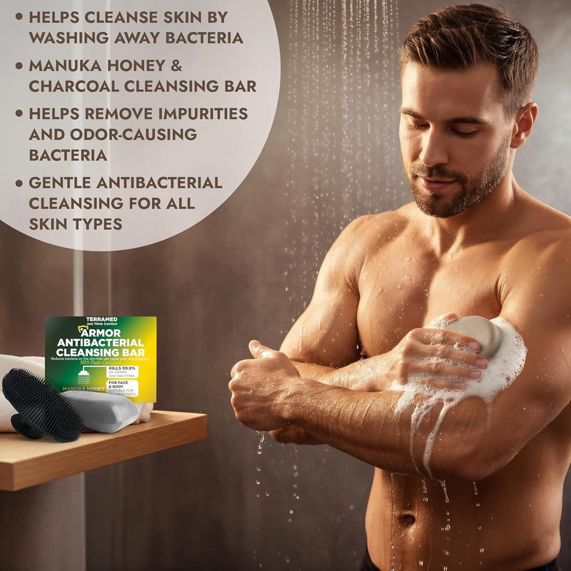 Manuka Honey Charcoal Soap - Antibacterial Hand Soap for All Skin Types | Kills 99.9% of Germs | Pack of 2