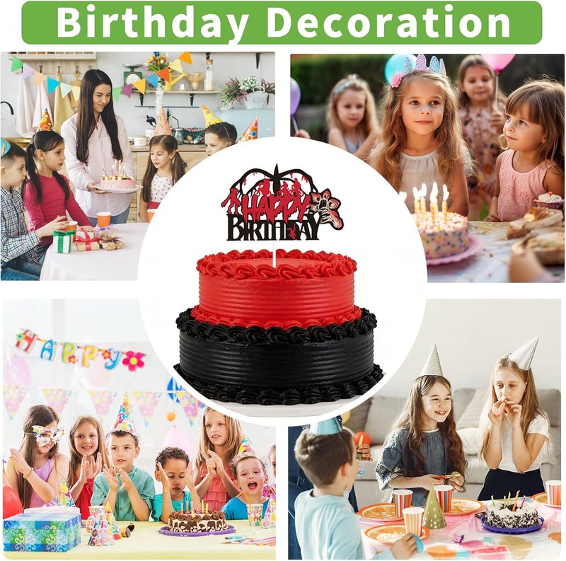 Happy Birthday Cake Toppers - Horror Theme Cake Decorations for Parties | Perfect for Birthdays & Celebrations
