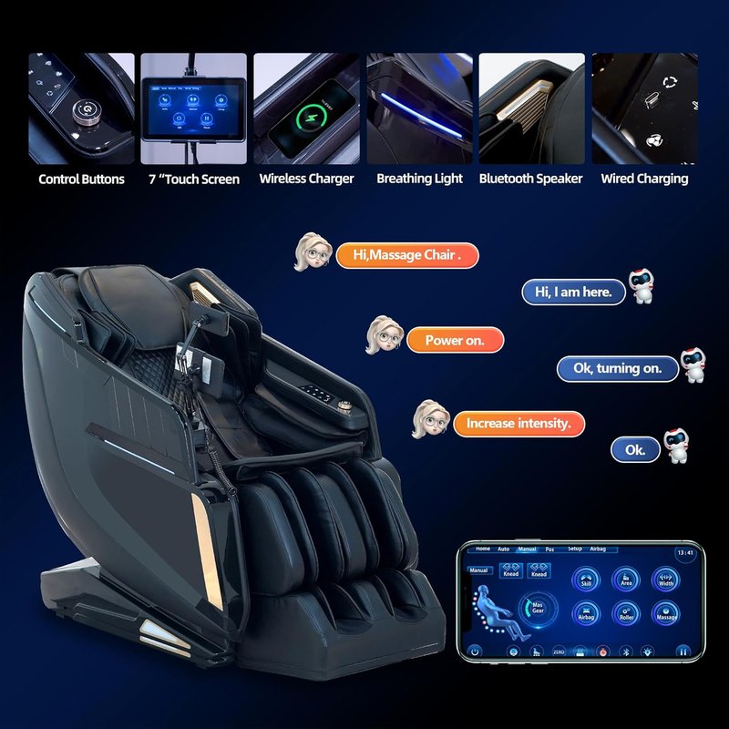 4D Massage Chair - Full Body Shiatsu Recliner with Heat & AI Voice Control | Zero Gravity Design, Foot Roller, 3-Zone Heating