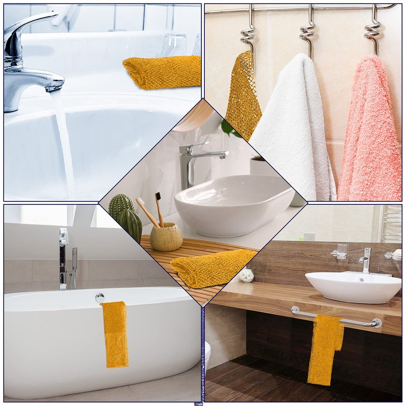 Geiserailie African Net Sponge Long Bathing Net Shower Body Scrubber Back Scrubber Skin Smoother Bathing Sponge for Daily Use or Stocking Stuffer(Yellow)