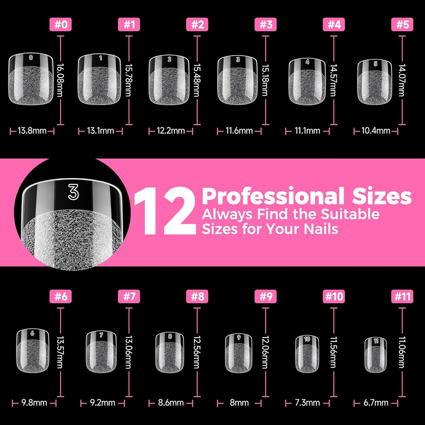 UNA GELLA Extra Short Square Oval Nail Tips - 216pcs Pre-Shaped Half Matte Squoval Clear Acrylic for DIY Press-On Nails