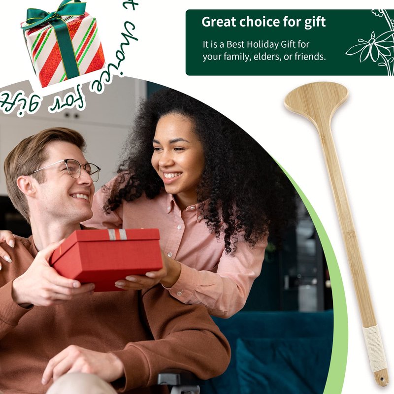 Renook Bamboo Back Scratcher, 22'' Extra Long Curved Handle Reach Back Easily, Wide Brush Head Soft Bristles for Instant Itch Relief, Wet or Dry Use for Shower, Easy to Grip for Men/Women/Elderly