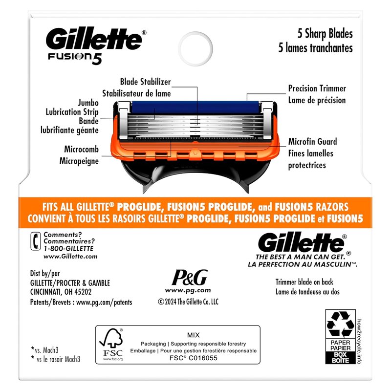 Gillette Fusion5 Razor Refills - 2 Precision Blades for a Smooth Shave