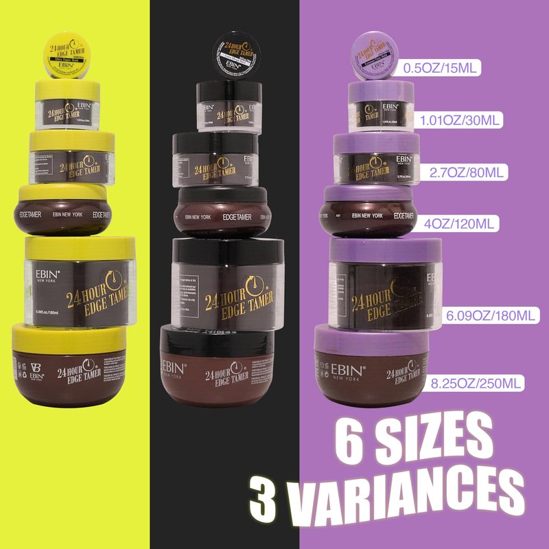 EBIN NEW YORK 24 Hour Edge Tamer Extreme Firm Hold 4.0Fl Oz Strong Edge Control Gel, No Flaking, Sleek Smooth Finish, Long Lasting, Argan & Castor Oil