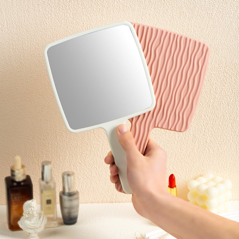Jasefa Hand Mirror, Handheld Mirror with Handle for Makeup, Portable Cute Hand held Mirror for Shaving, Travel Men & Women(White)