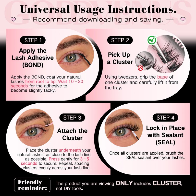 Goddvenus Natural Lash Clusters Wispy Cluster Eyelash Extensions, Fluffy DIY Lash Extension Natural Look False Eyelashes, D Curl Individual Lashes (D Curl 162pcs)