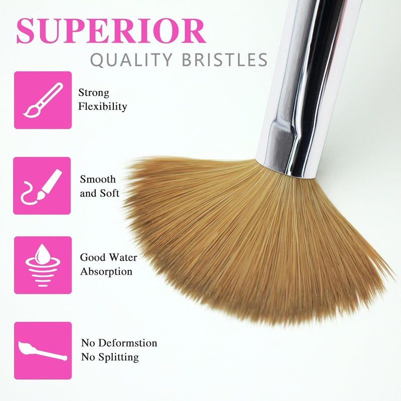 Kolinsky Hair Acrylic Nail Brush - Professional Flat Brush with Rose Red Handle & Cap | Size #8