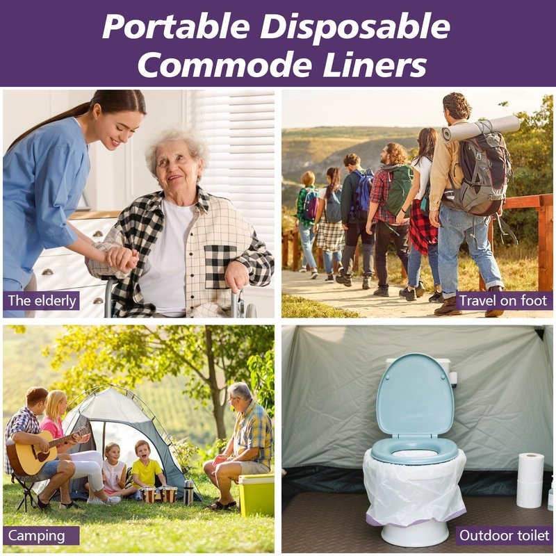Commode Liners with Absorbent Pads, 60 Commode Liners and 60 Commode Pads, Potty Bags for Portable Toilet Potty Chair Liners for Portable Toilet, Adult Commode Chair and Bedpan