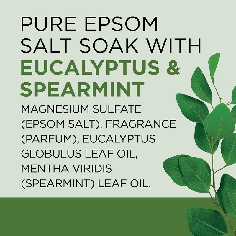 Dr Teal's Epsom Salt Magnesium Soak, Relax & Relief with Eucalyptus & Spearmint Essential Oils, 3 lbs (Pack of 4)