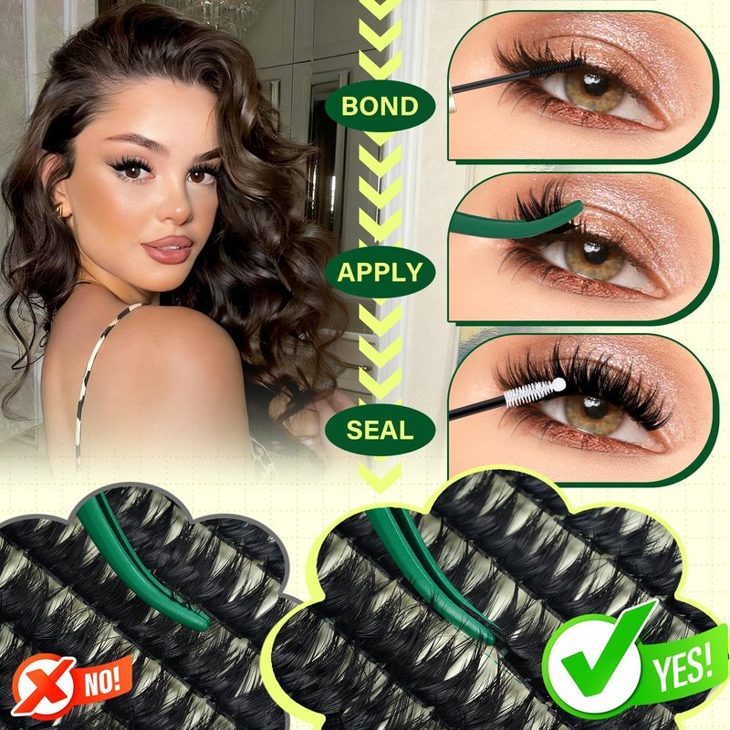 DIY Lash Extension Kit 144pcs 8-18MIX Lash Clusters with Super Hold Mascara Brush Bond and Seal Lash Remover Lash Applicators Lash Brush for KEYYOU DIY Lash Kit (Y10 Kit)