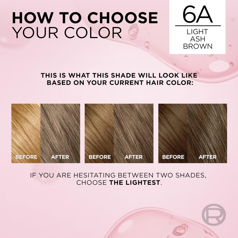L'Oreal Paris Excellence Crème Permanent Hair Dye, Triple Care Hair Color with Hyaluronic Acid for 100% Gray Coverage, 6A Light Ash Brown, 1 Kit (Packaging May Vary)