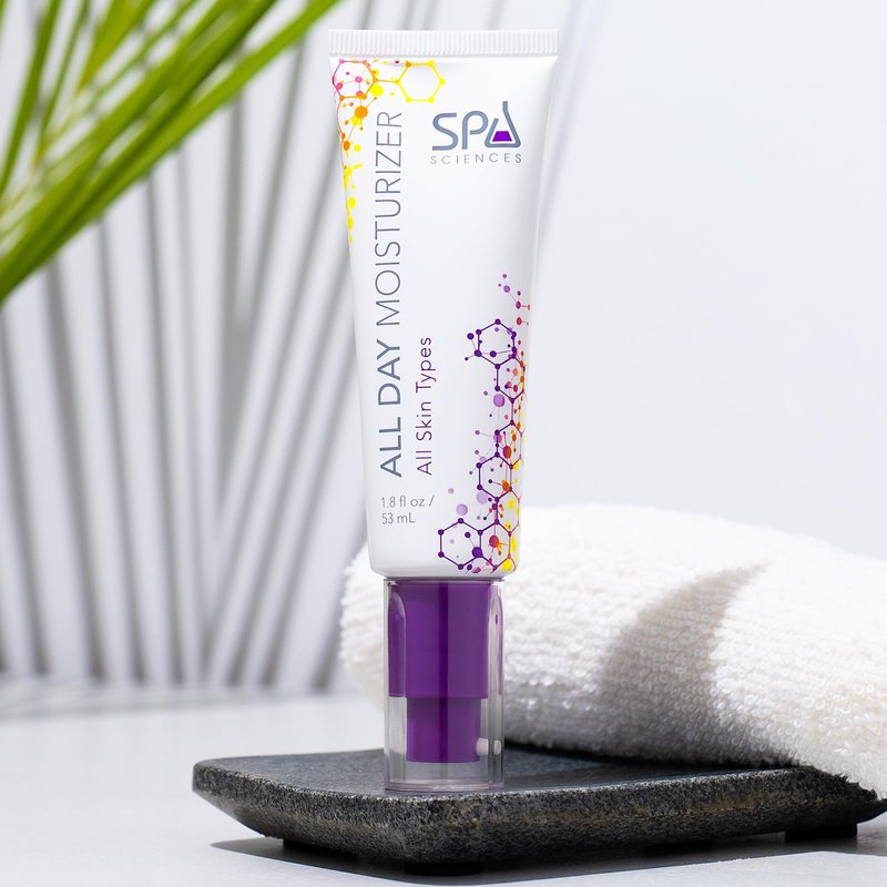 SPA SCIENCES - All Day Moisturizer - Made in the USA - Lightweight, Gentle Moisturizer - With Glucosamine HCL, Seaweed Extract - Hydrating, Revitalizing, Soothing - Vegan - For All Skin Types - 1.8oz
