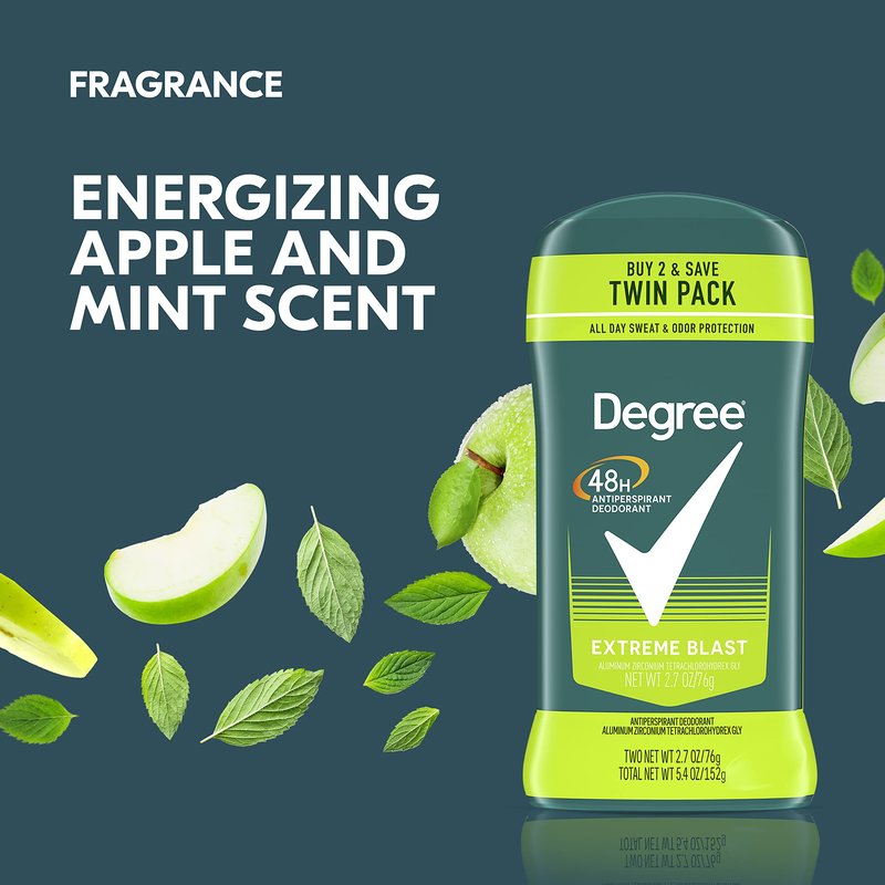 Degree Men Original Protection Antiperspirant Deodorant Extreme Blast 48-Hour Sweat and Odor Protection Antiperspirant For Men 2.7 oz (Pack of 4)