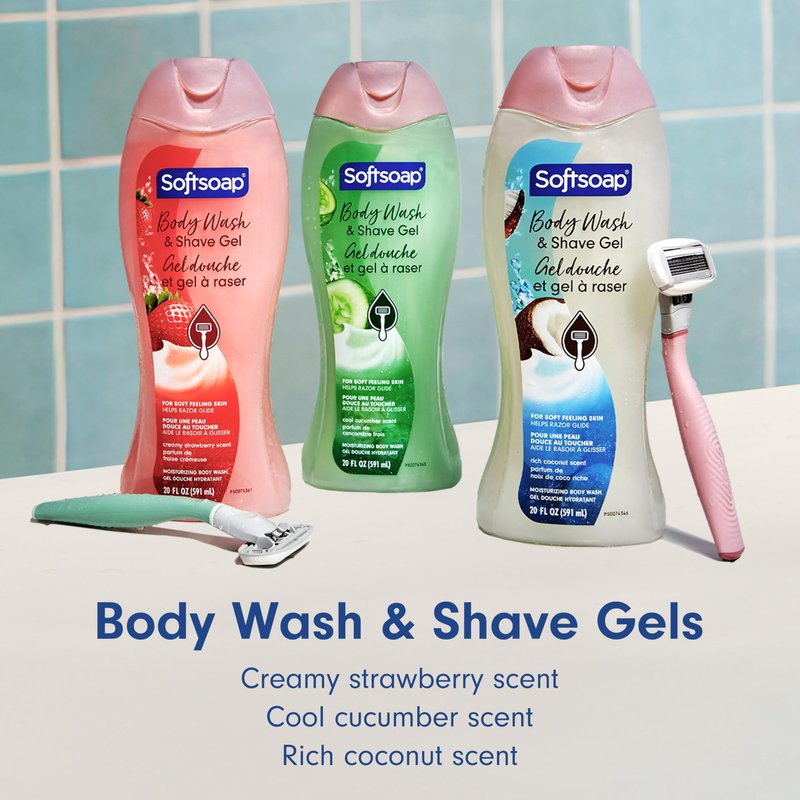 Softsoap Body Wash, Coconut Butter Scrub , Exfoliating Body Wash, 20 Ounce, 4 Pack
