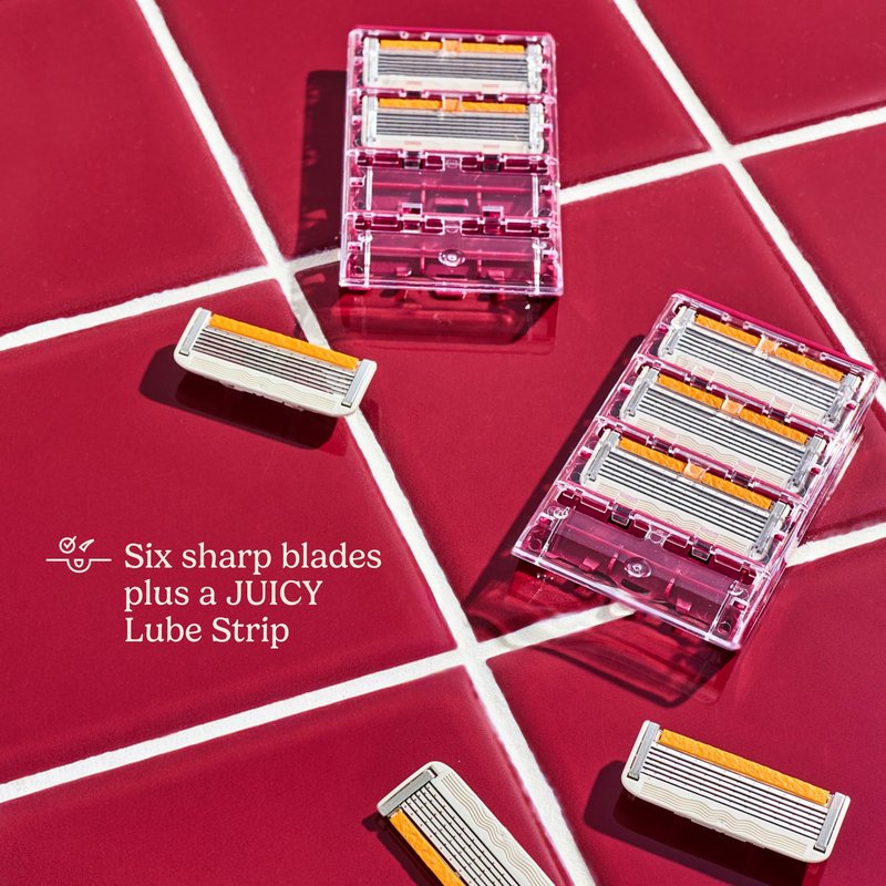 Dollar Shave Club for Women | 1 Purple Wavy Grip Handle, 4 Razor Refills, 1 Shower Hanger | Razors for Women, Womens Razors for Shaving