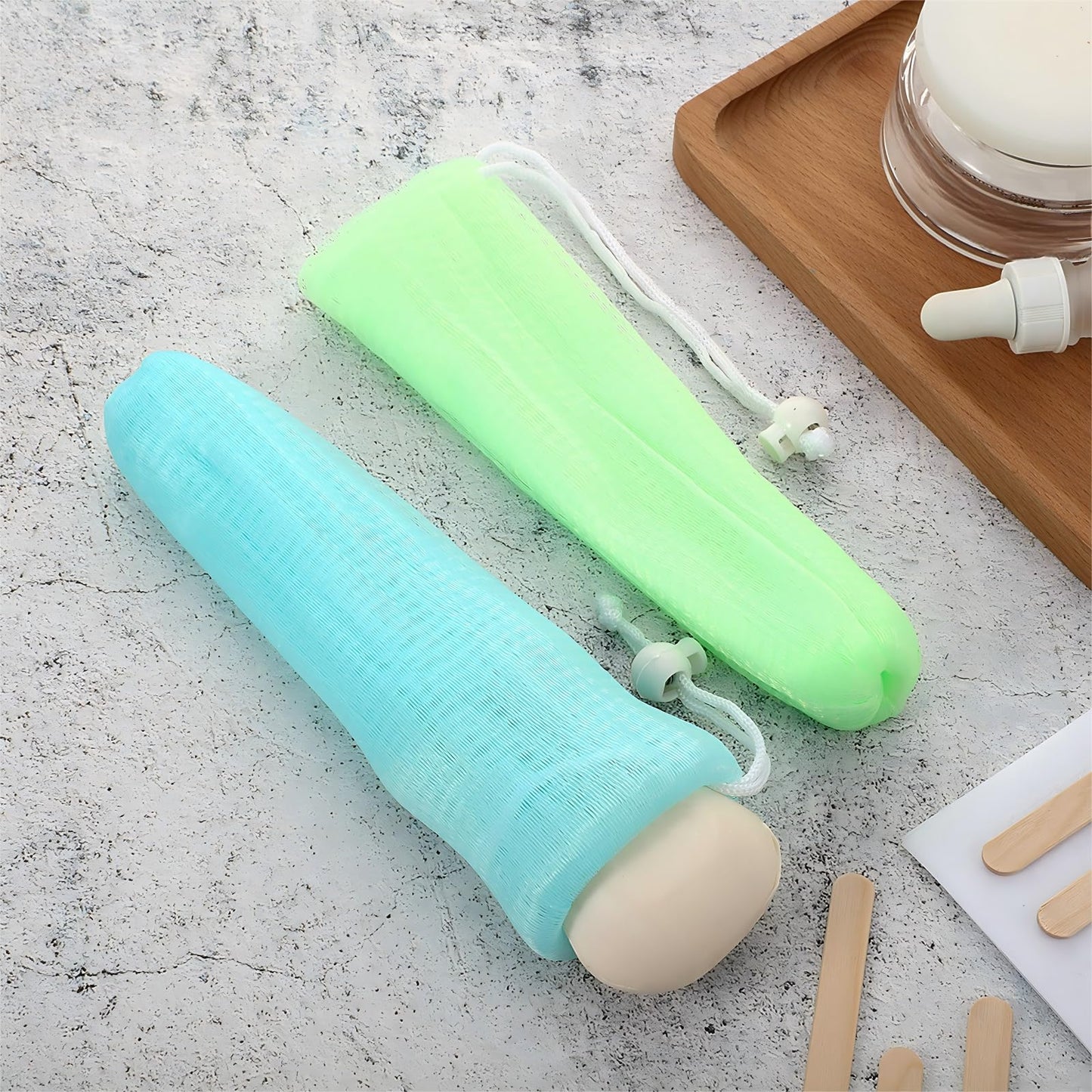 Boao Mesh Soap Bar Loofah Exfoliating Mesh Soap Saver Bag Pouch Bubble Foam Net for Body Facial Shower Cleaning Tool(20 Pieces)