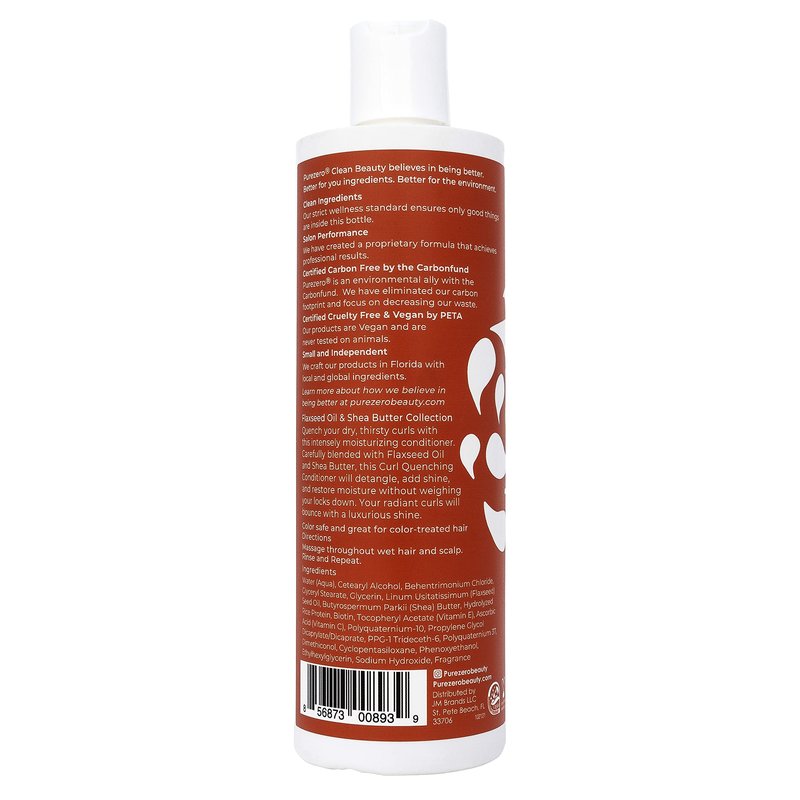 Purezero Flaxseed Oil & Shea Butter Shampoo and Conditioner Set - Curl Care - For Curly Hair Detangle & Defrizz - Zero Sulfates/Parabens/Dyes -100% Vegan & Cruelty Free - Great For Color Treated Hair
