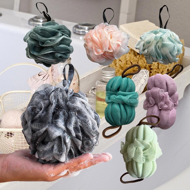 Black Bath Shower Loofah Exfoliating Body Back Scrubber Sponge for Women Men 60g (1 Pack)