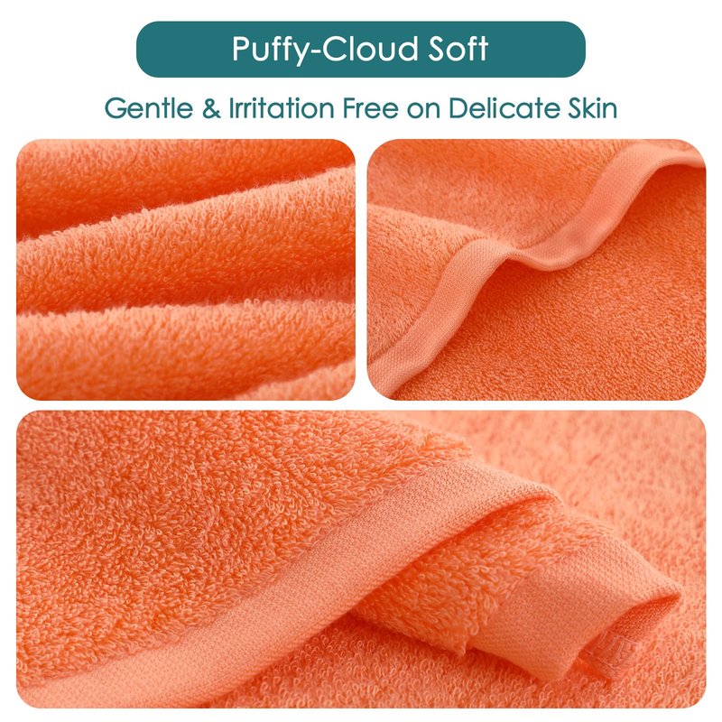 Baby Washcloths 6 Pack, 10x10 inch Orange Small Wash Cloths for Face and Body, Super Soft & Gentle Face Towels on Sensitive Skin, Newborn Registry Bath Shower Gifts for Infant Kid Toddler Children