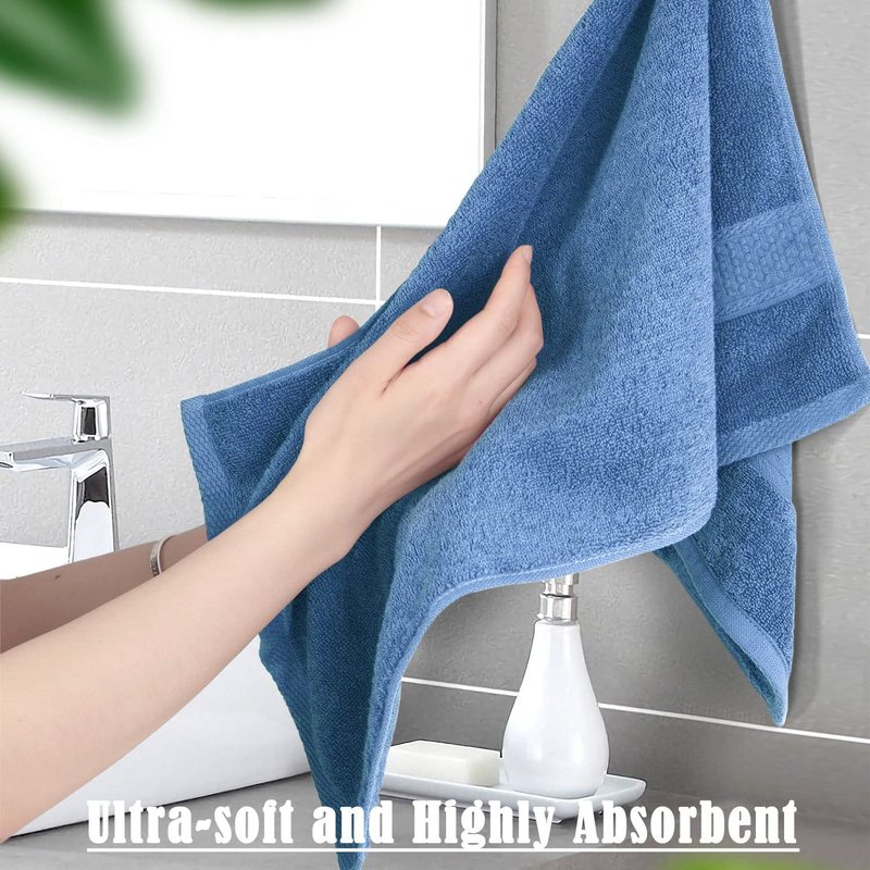 Cleanbear Cotton Hand Towel Set 6-Pack Ultra Soft Hand Towels with Assorted Colors (13 x 29 Inches) Lightweight and Quick Dry