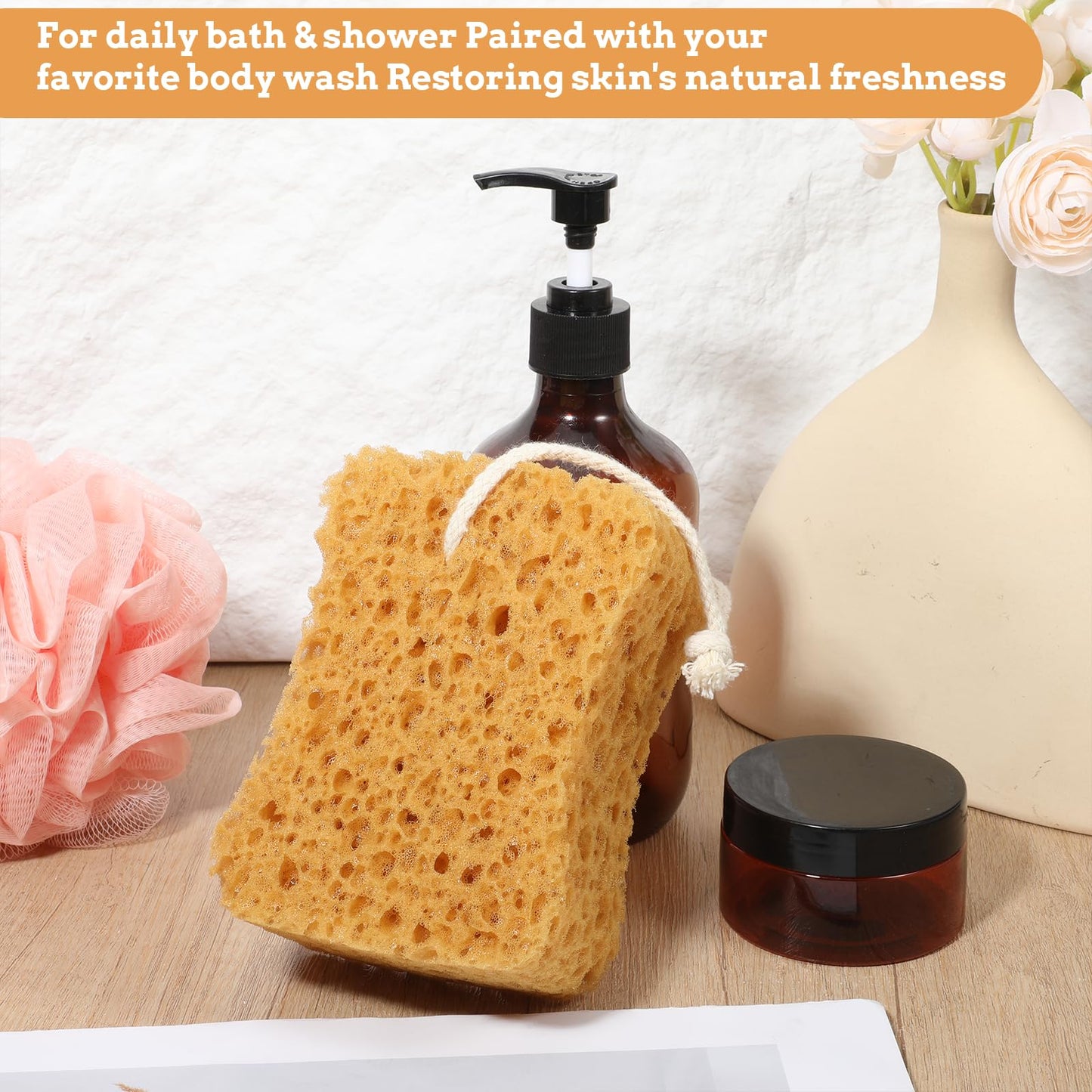 Bath Sponge, 2 Pcs Large Bath Sponges for Shower Soft Loofah Exfoliating Body Sponge for Women Men Home Bathroom Face Body Washing Bathing Deep Cleansing