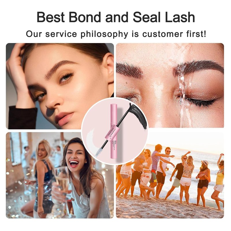 2PCS Eyelash Glue Eyelash Bond and Seal Super Strong Hold Cluster Lash Adhesive Latex Free Waterproof Cluster Lash Glue for Eyelash Extension (2PCS Lash Bond and Seal)