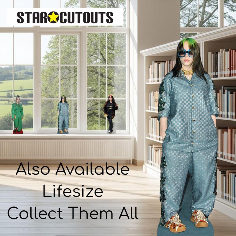 Star Cutouts CS1395 B Eilish Shelf Top Cardboard Cutout Pack – 31cm, Music Fans & Room Display