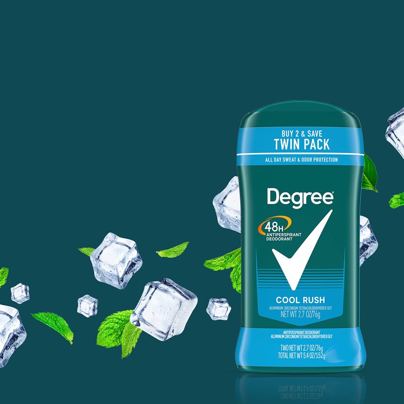 Degree Men Original Antiperspirant Deodorant 48-Hour Sweat & Odor Protection Cool Rush Antiperspirant For Men 2.7 oz Twin Pack (Pack of 5)
