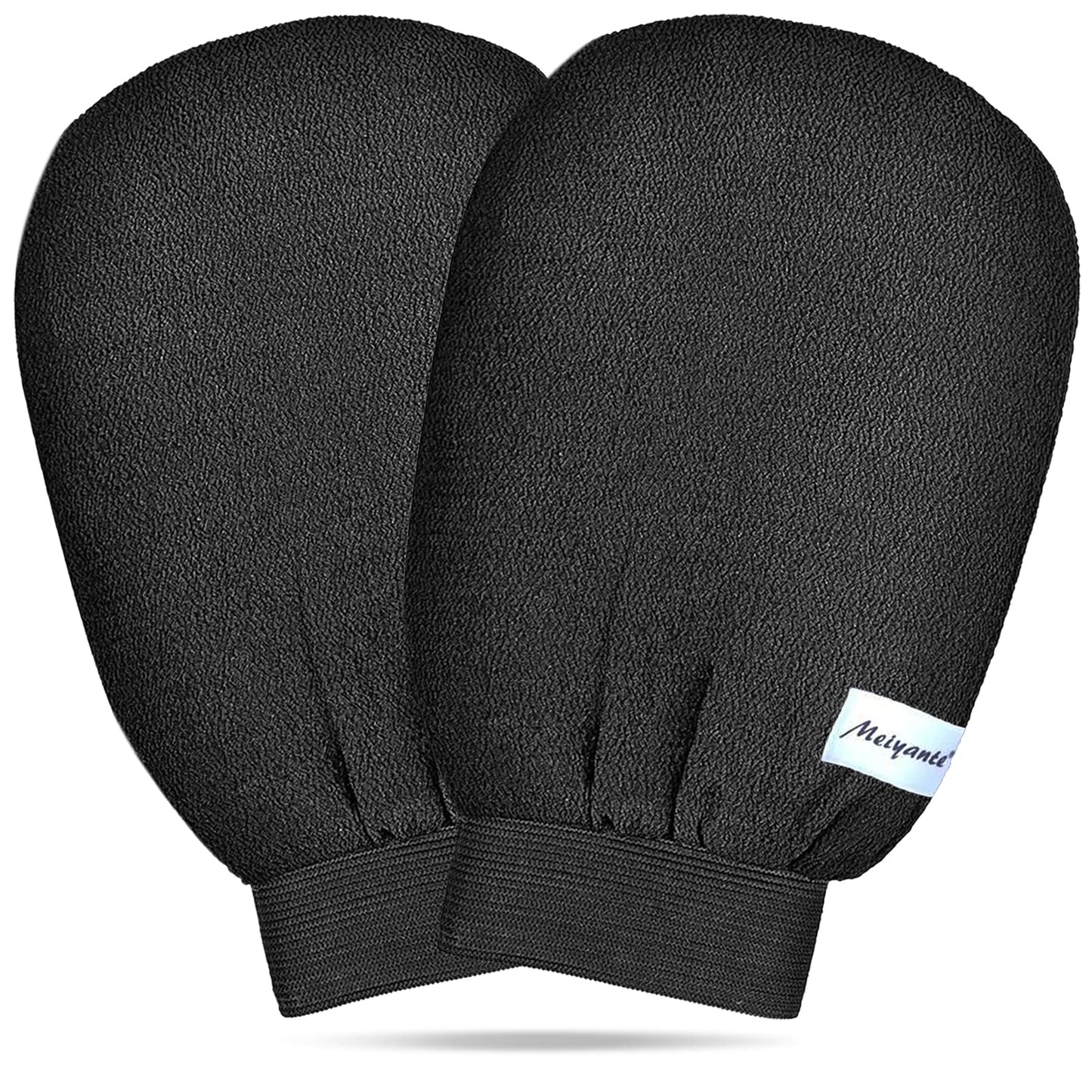 Meiyante Korean Exfoliating Mitts (2pcs) - Achieve Home Microdermabrasion with 100% Viscose Fiber Gloves for Silky Smooth Skin