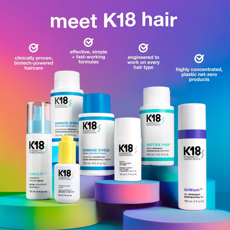 K18 AstroLift™ Reparative Volume Spray, 2-Day Hair Thickening + Hold For Thin, Fine, Fragile Hair, Non-Sticky, Non-Crunchy, Humidity-Resistant Volumizing Spray, 1.6 Fl Oz