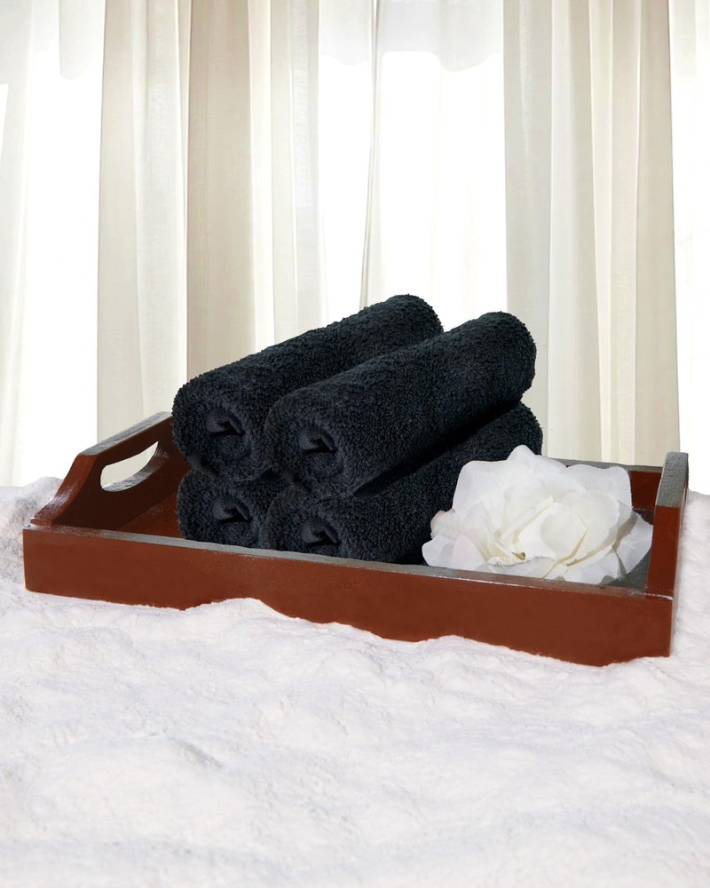 13 x13 Inches, Premium Wash Cloths Set,100% Cotton Ring Spun, Absorbent and fast dry, Soft Feel Essential Washcloths for Bathroom, Spa, Gym, and Face, fingertip towel,Daily use (Pack of 4) Black