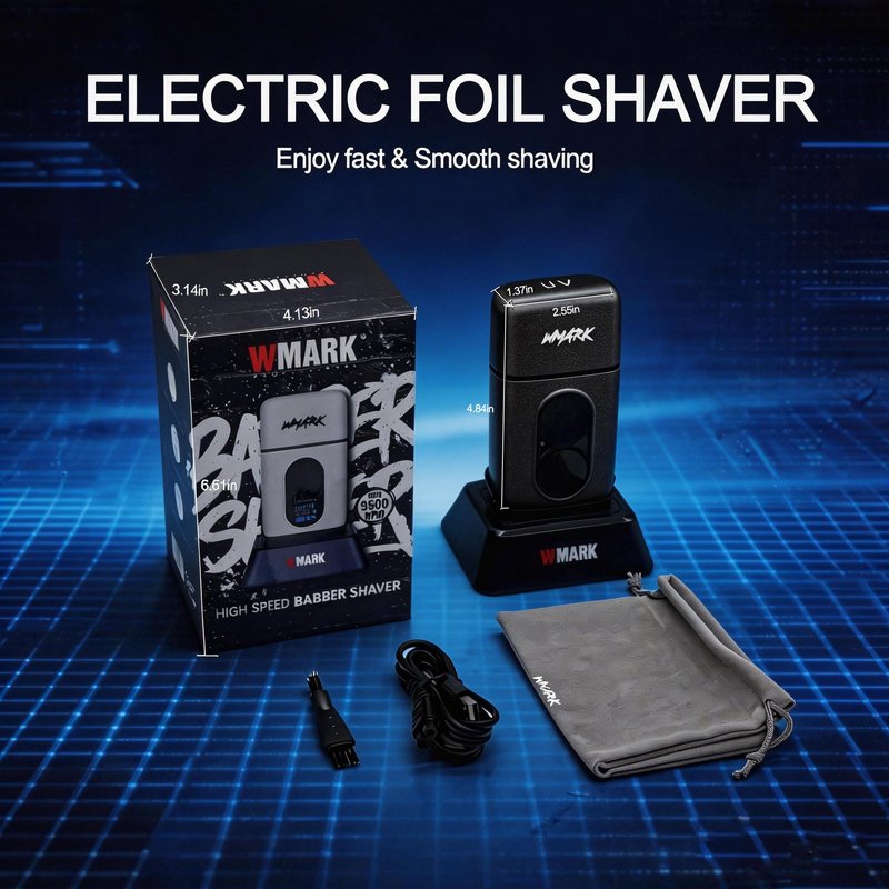 WMARK Electric Foil Shavers for Men Electric Razor for Men Cordless Beard Shaver with UV Protection, High Speed DC Motor 3 Speed, Stainless Steel Titanium 2-Blade Floating, USB Rechargeable NG-8906