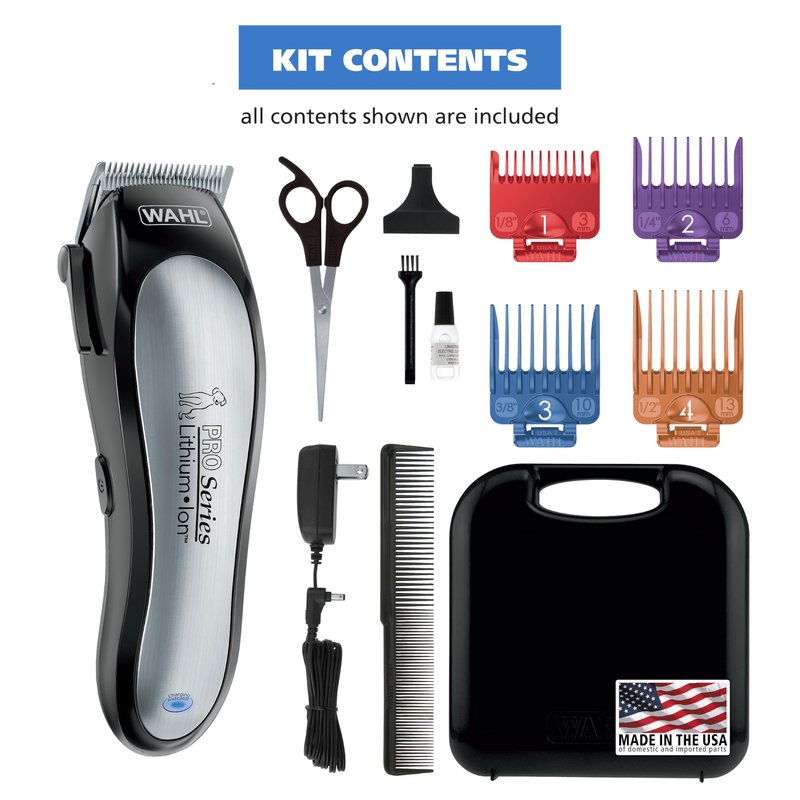 Wahl USA Lithium Ion Pro Series Cordless Animal Clippers – Rechargeable, Heavy-Duty, Electric Dog & Cat Grooming Kit for Small & Large Breeds with Thick to Heavy Coats – Model 9766