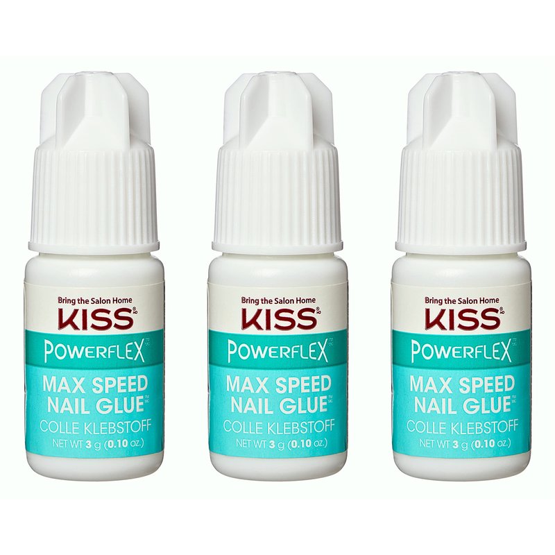 KISS PowerFlex Maximum Speed Nail Glue, Ultra-Hold Super Strong Instant Bond Flex Formula, 3g Each, 3-Pack