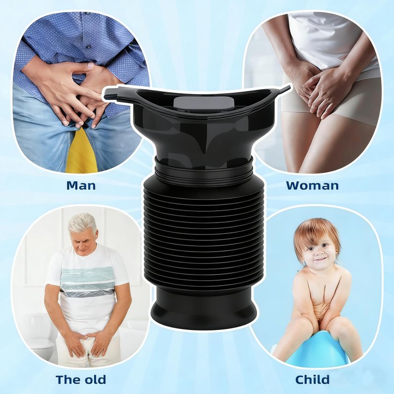 Pee Bottles for Men, Collapsible Emergency Urinal With Disposable Replacement Bags, Leakproof Car Pee Bottle for Men and Women, 2-PCS Urine Bottle, Travelling, Traffic Jams & Hiking (gray and black)