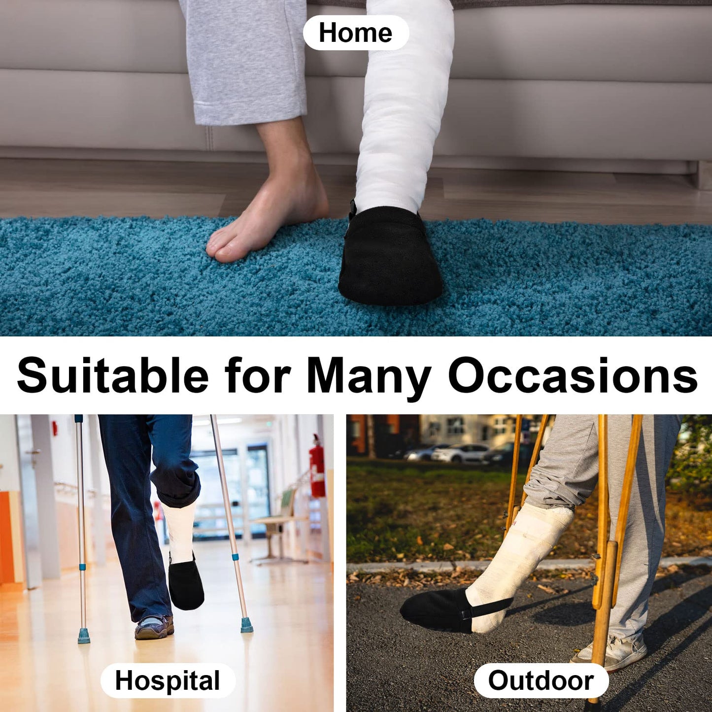 APDTEK 2 PCS Protective Cast Sock Toe Covers for Foot, Soft Warm Cast Socks Over Cast for Men Women Adults, Adjustable Non-slip Cast Toe Covers Fit for Most Casted Foot