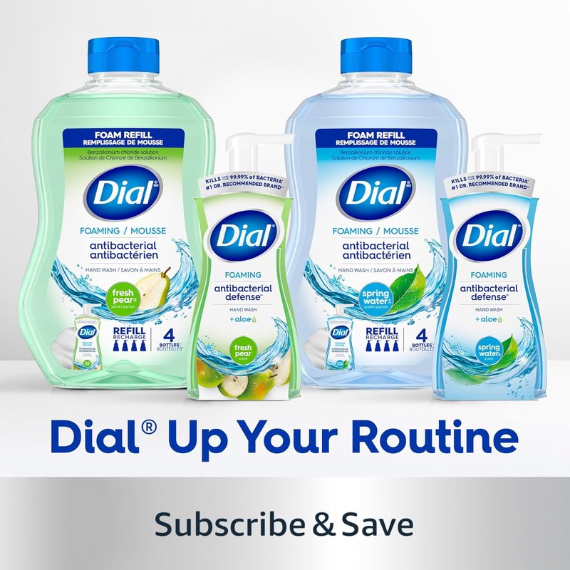 Dial Antibacterial Foaming Hand Soap - Fresh Pear Scent, 52 Fl Oz Refill for Ultimate Cleanliness