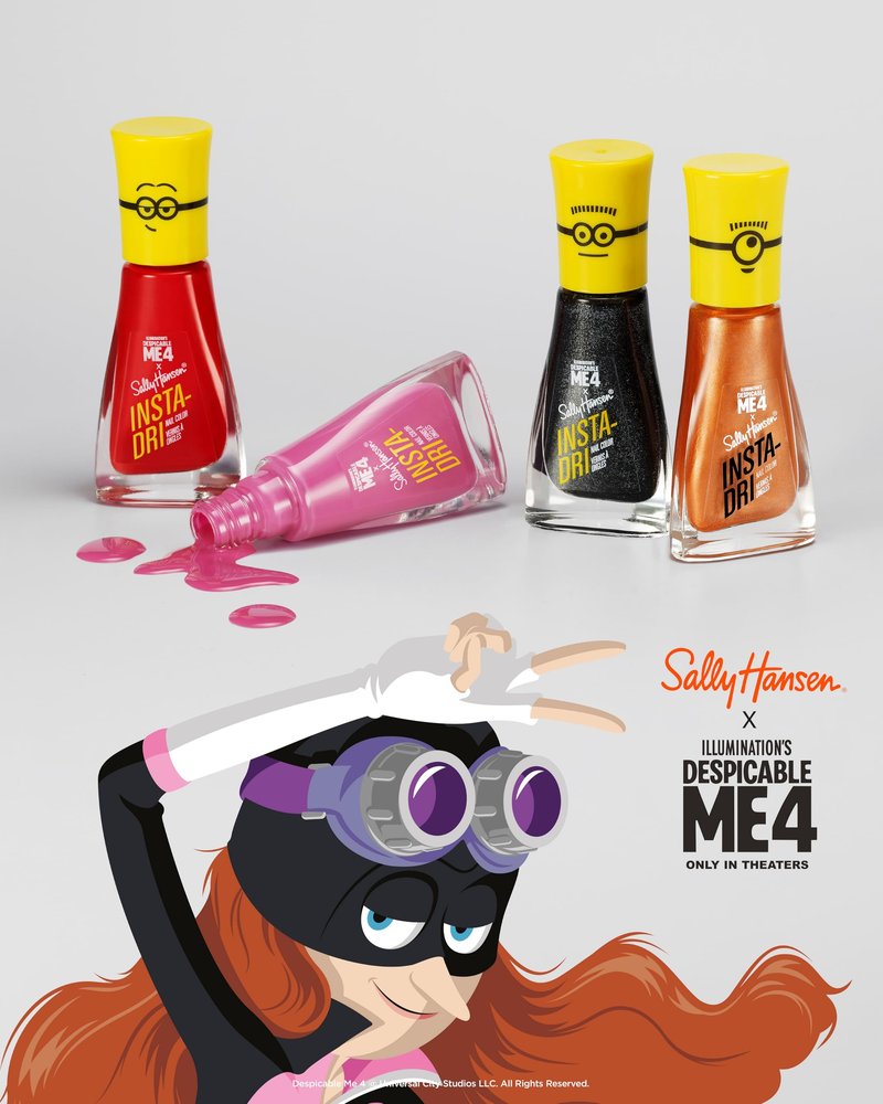 Sally Hansen Insta-Dri® X Despicable Me, Sweet Villainy, Quick Dry, Long Lasting, Streak-Free Shine, Pink Nail Polish