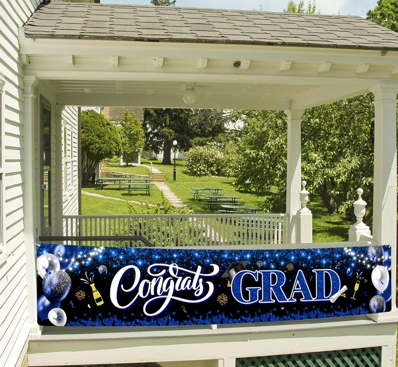 2026 Graduation Decorations-Congrats Grad Yard Sign Banner Decoration for Class of 2026 Graduation Party Supplies(Blue and Black)