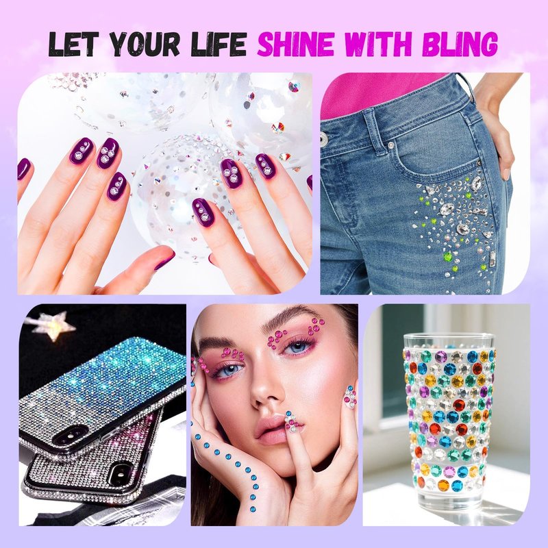 18000Pcs Resin Jelly Rhinestones for Bedazzling, 28 Colors 4mm Flatback Gems for Diamond Art, Bedazzler Kit with 3Pcs 10ml B7000 Jewelry Glue for Crafting Crafts Book Shoes Nail Art