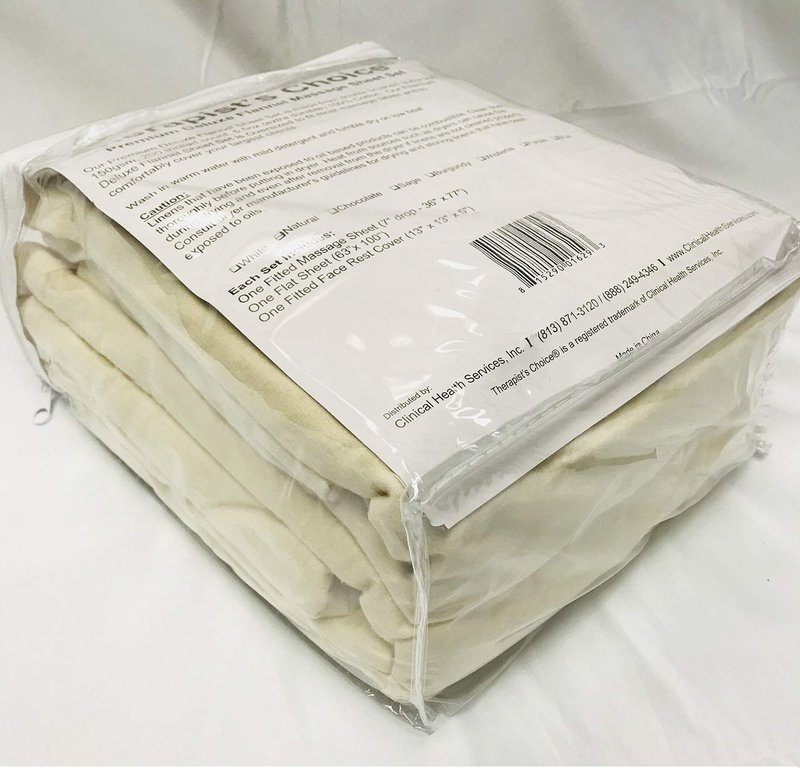 Therapist’s Choice® Premium Flannel Sheet 3-Piece Set, for Massage Tables, Includes Flat Sheet, Fitted Sheet, and Fitted Face Rest Cover (Natural)