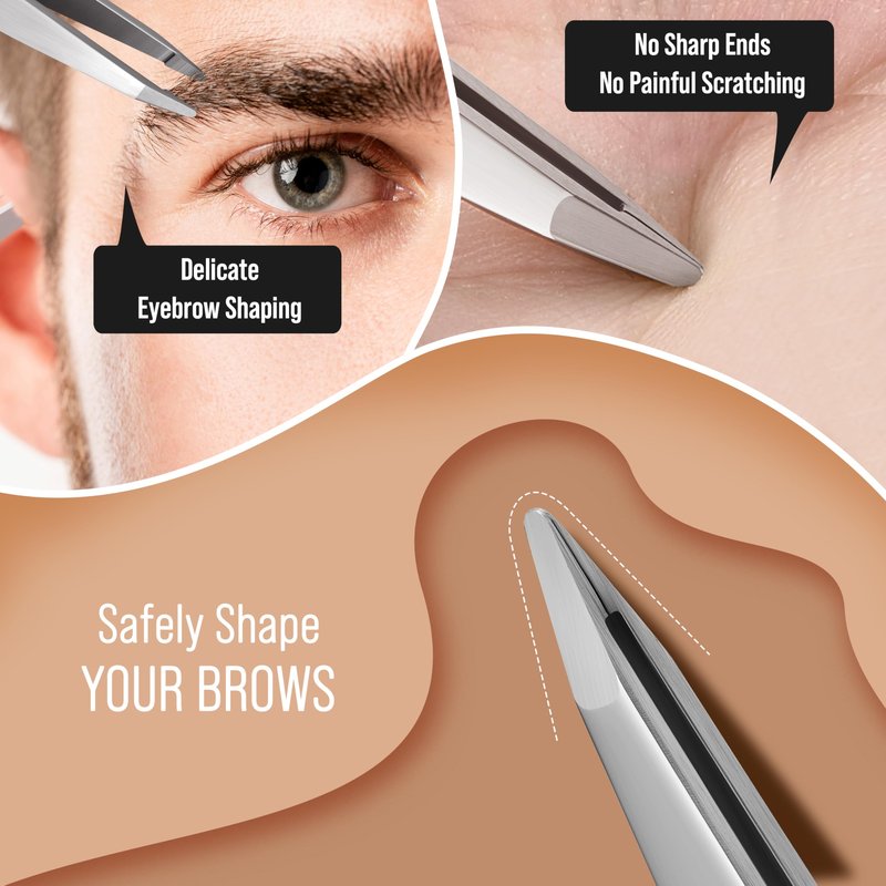 DUROX 4-Pc Precision Tweezer Set - 1. Round Tip Tweezers for Facial & Chin Hair 2. Pointed Tweezers for Ingrown Hair & Splinters 3. Professional Eyebrow Tweezers 4. Classic Slant. Stainless Steel.