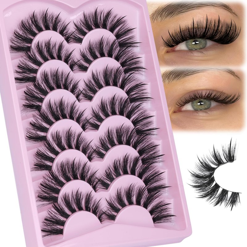 ALICE Lashes Wispy False Eyelashes - 7 Pairs Spiky Cat Eye Lashes Faux Mink Lashes - 0.02mm Ultra -Thin Band for Invisible Lash Line, Lightweight & Comfortable Wear, Reusable Natural Looking Falsies